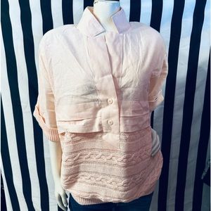 Side Effects 80s Vintage Cotton Knit / Linen Shoulder Pad Cardigan - NEW